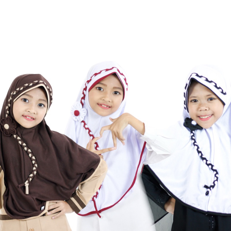 𝐀𝐙𝐊𝐄𝐄𝐀 - Kerudung Anak Sekolah Jilbab Anak Kepang Instan Premium