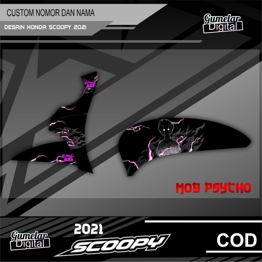 STRIPING SIMPEL HONDA SCOOPY 2020 2021 2022 2023 2024 MOB PSYCHO 100 SUDAH DI CUTTING TINGGAL TEMPEL