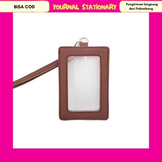 

ID Flashee Card Holder Coklat Tua Plastik Name Tag Mika Flashee ID Card Lanyard Kulit Dua Sisi Transparan Termurah PU Leather