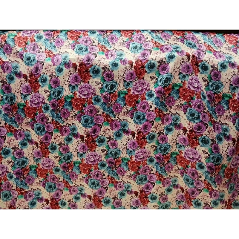 Bahan/Kain Halus Maxmara Silk Motif Kembang ( Per 0.5m )