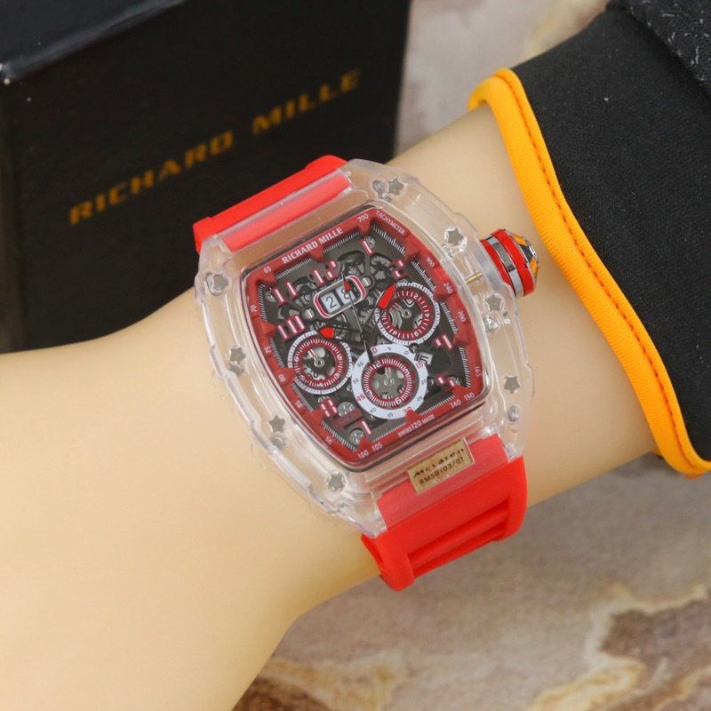 BISA COD,, JAM TANGAN PRIA RM SKELETON TRANSPARANT TERLARIS TANGGAL AKTIF JAM KEREN LEBIH MURAH