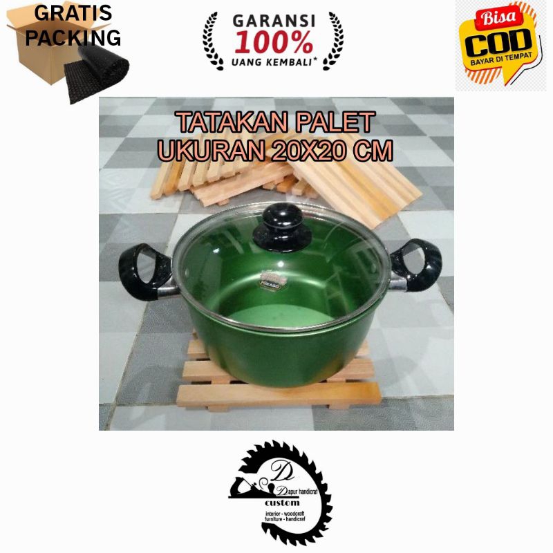 Tatakan Kayu 20cm x 20cm / Wooden tray / Tatakan Palet / Tatakan Panci Fernis Glossy