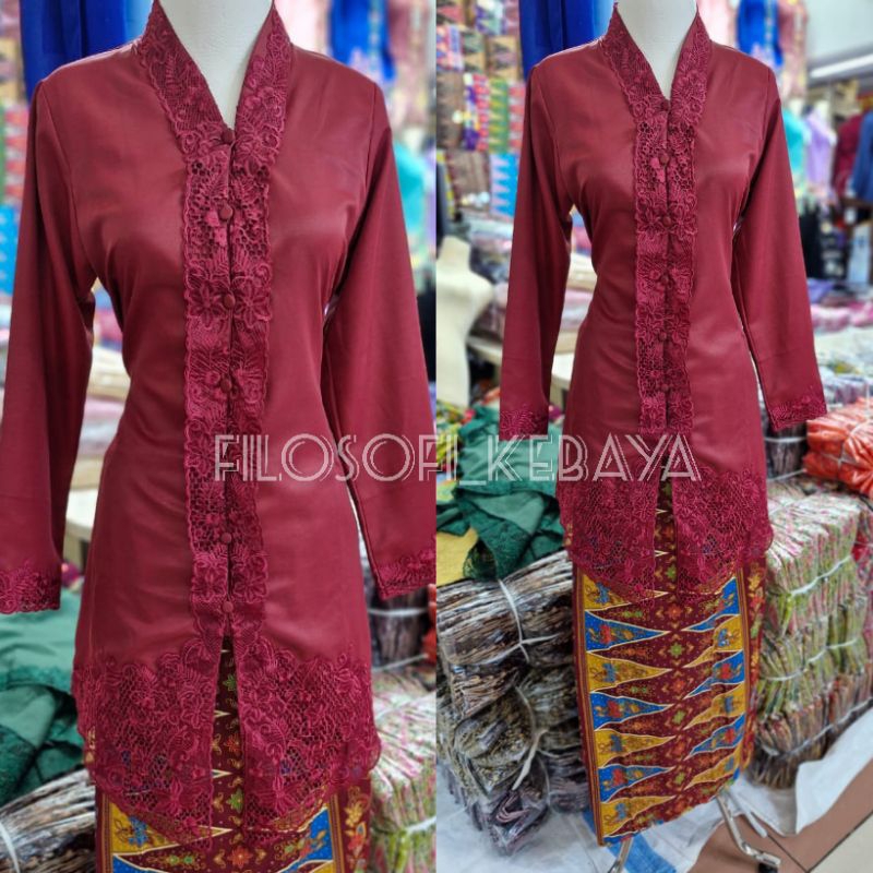 set baju encim tunik panjang // kebaya encim senada full bordir long tunik // kebaya encim adat Beta