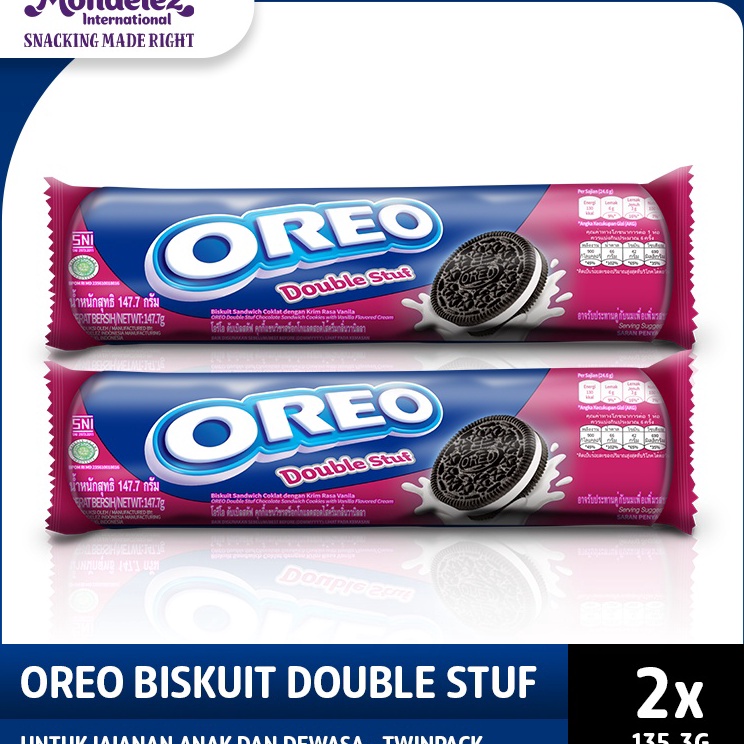 

Diskon Oreo Double Stuf 133 gr cemilan dengan krim vanilla tebal favorit keluarga - twinpack