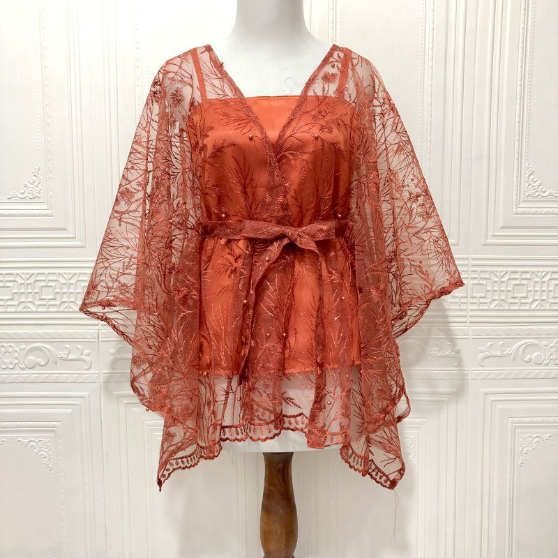 Atasan Tulle Tile Brukat Model Tali Ikat Pita Manual Pakaian Kain Broklat Kondangan Lamaran Wisuda K