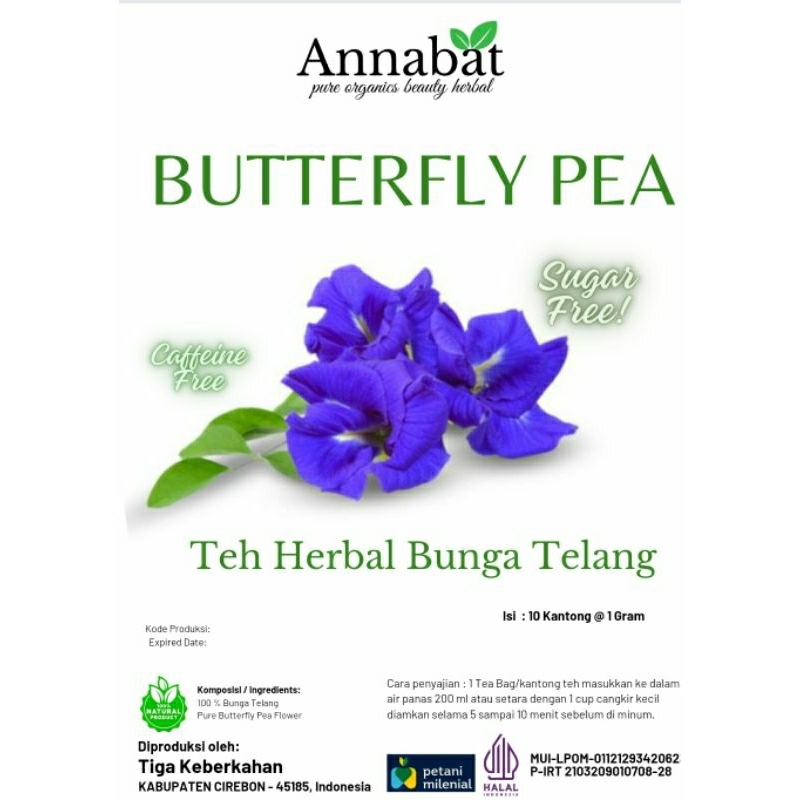 

TEH HERBAL BUNGA TELANG BUTTERFLY PEA FLOWER TEA ORGANIC 10 BAGS