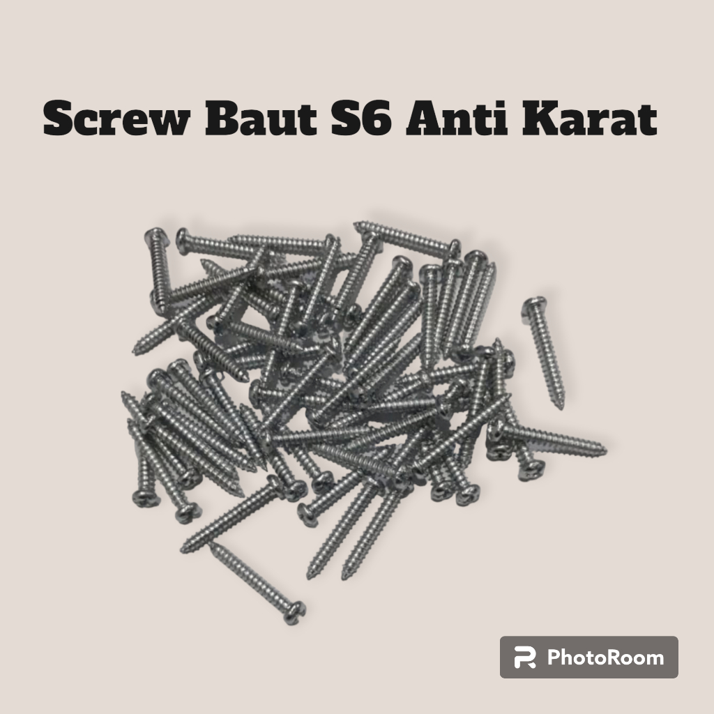 Skup S6 Baut S6 Screw S6 Tapping S6 Panjang 2,5 cm (skrup saja untuk fisher s6) isi 100 pcs