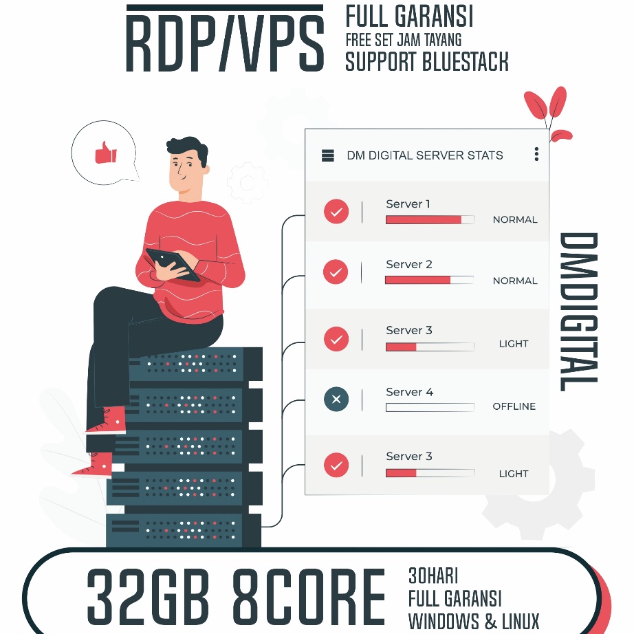 Paling Popular RDP/VPS 32GB 8CORE FULL GARANSI - DMDIGITAL