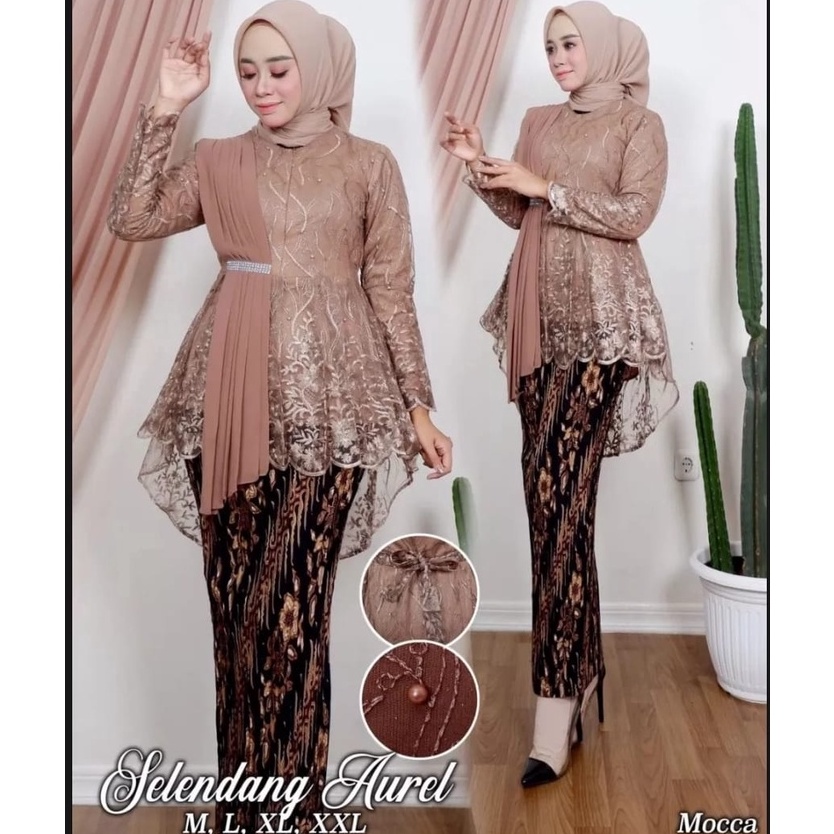 MODEL LSW241 Setelan Kebaya Aurora Selendang Aurel//Kebaya Blouse Selendang Aurel//Model Kebaya Terl