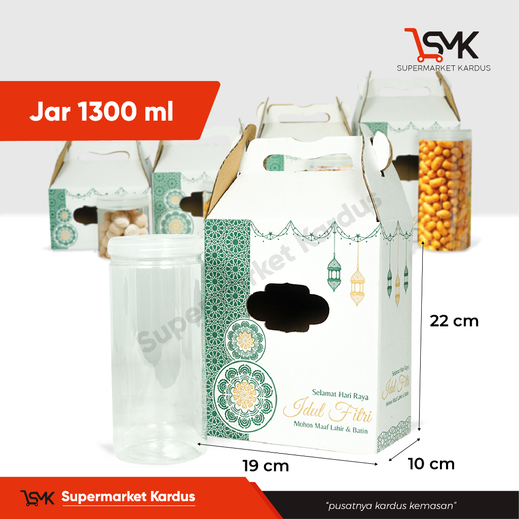 

Box Jar 19x10x22 JAR 1300 ml Isi 2 Toples Bulat Box/Kardus/packing/kemasan/Kue Kering/kukerJar/Jar1300ml/hampers/idul fitri/Iedmubarak/Jar1300gr/tinggi22
