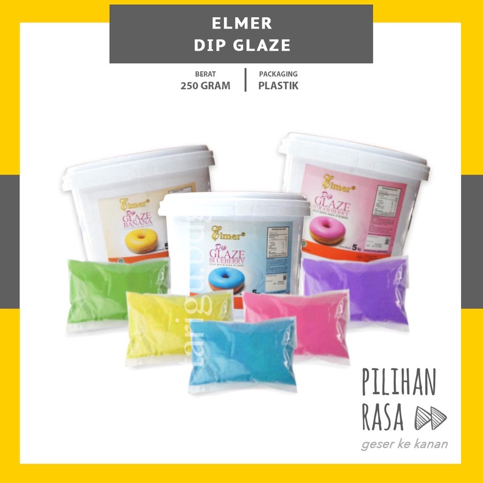 

➞ DIP GLAZE ELMER 250GR - TOPPING DONAT - TOPING PISANG COKLAT NUGGET - SAUS COKLAT WARNA WARNI 8s8gg