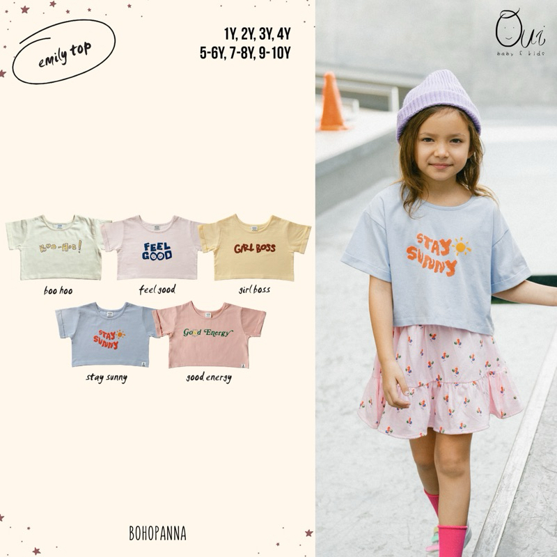Bohopanna Emily Top 7-9y / kaos crop anak perempuan 4-9tahun
