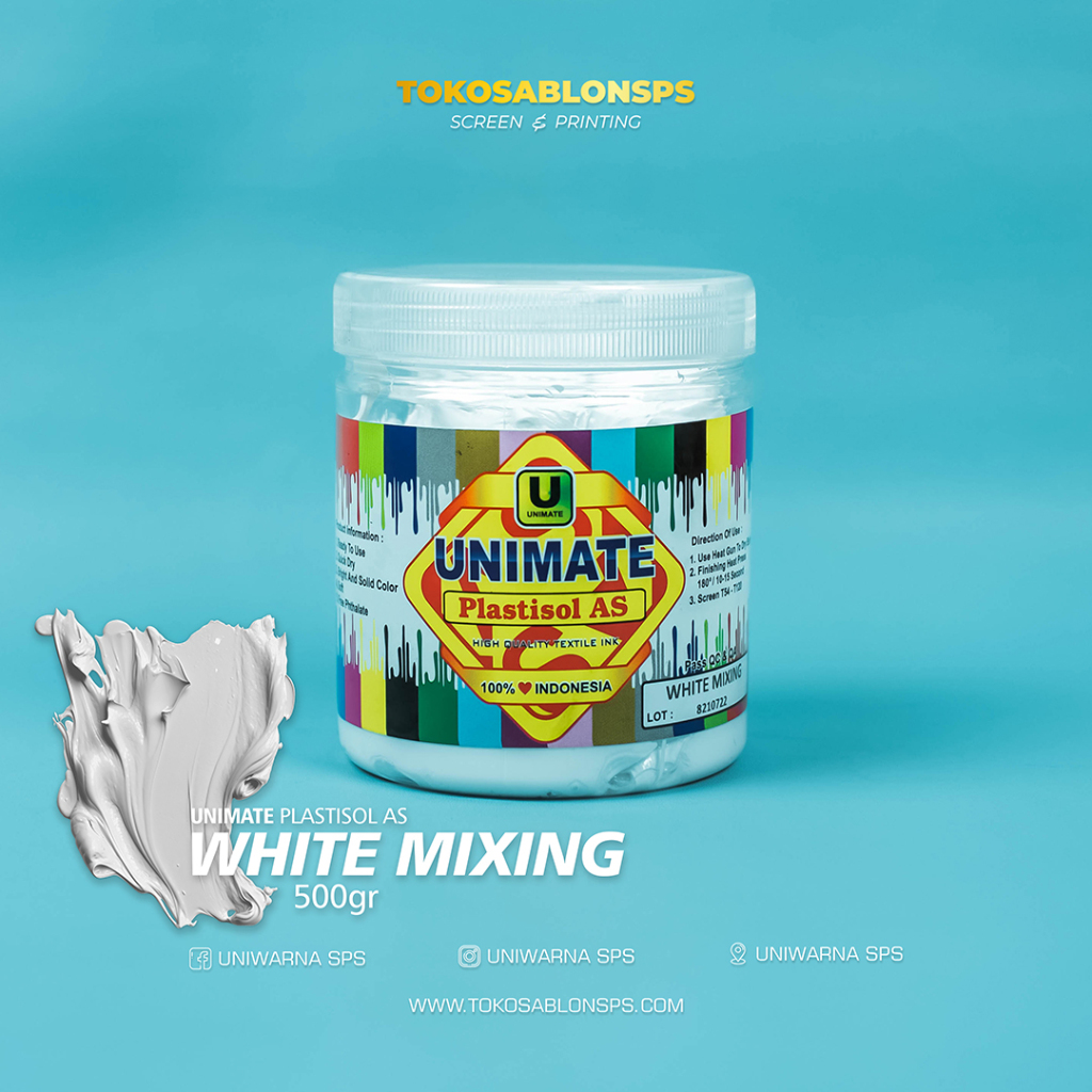 

Tinta Sablon Plastisol Unimate AS WHITE MIXING @500GR