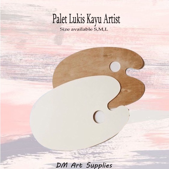 

Palet Lukis Kayu Palette Oval Sedang Besar ukuran S, M, L