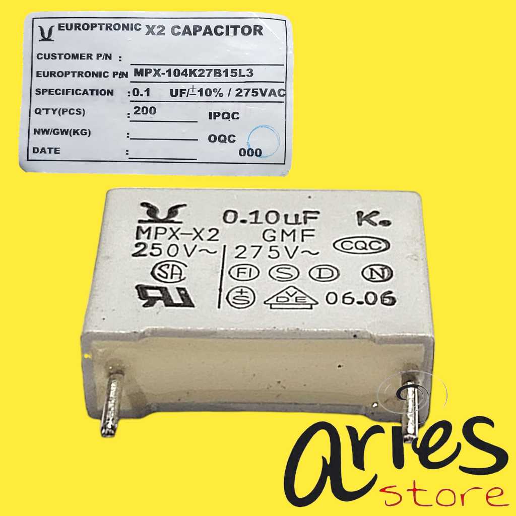 CAPASITOR MKP 100n 275v EUROPTRONIC