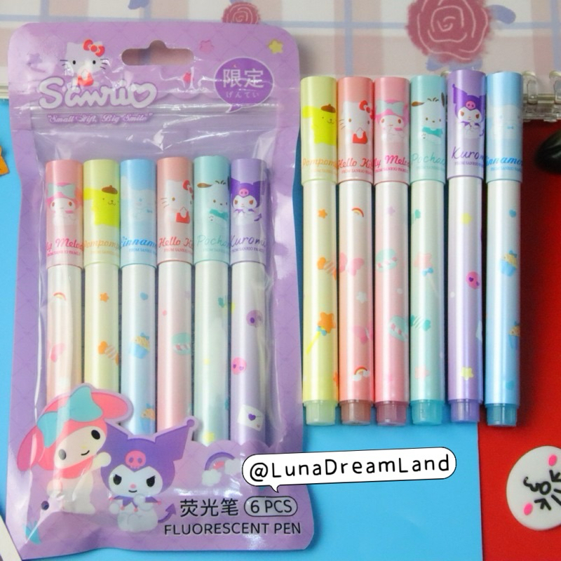 

Ay00! (6pcs)Highlighter Stabilo 6in1 Sanrio Spidol Warna Warni Jurnal Diary