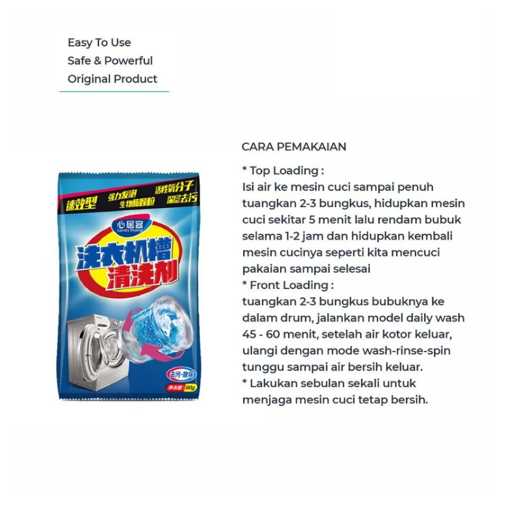 Loves Home Bubuk Pembersih Mesin Cuci - Deep Cleaning Washing Machine Cleaner Powder Original