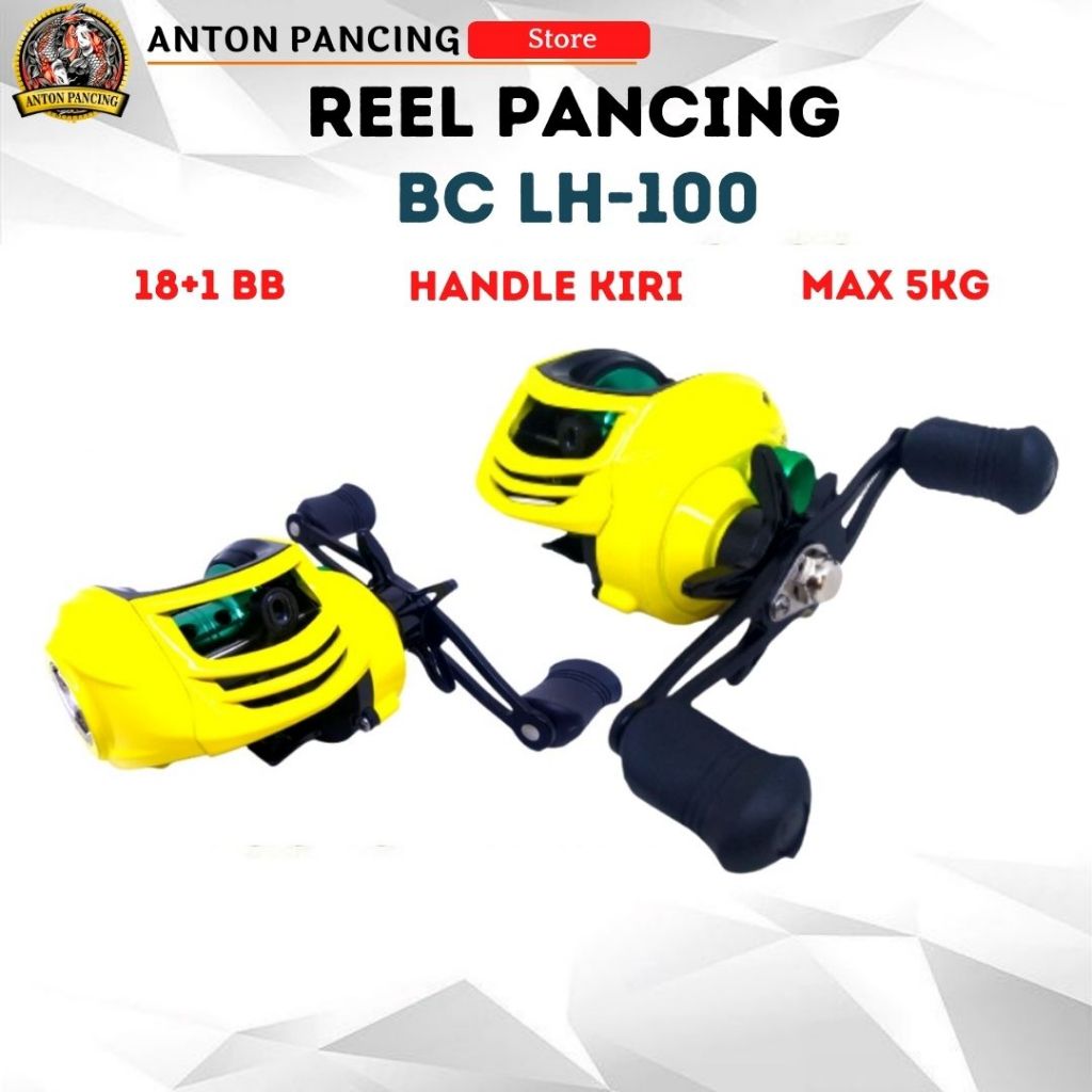 Reel Pancing BC Premium LH-100 Baitcasting 18 Ball Bearing Reel Katrol Kerekan 7:2:1
