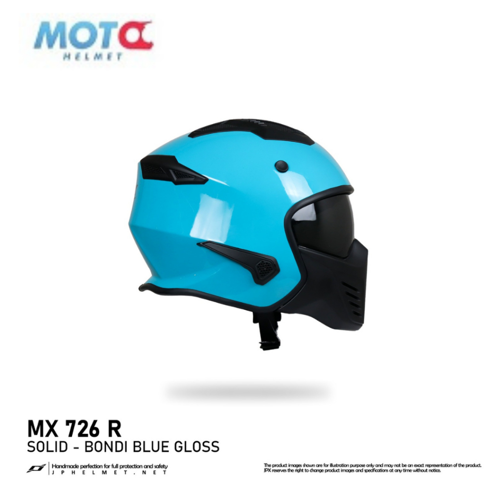 Helm JPX Full Face MX-726R NEW Solid - Bondi Blue Gloss