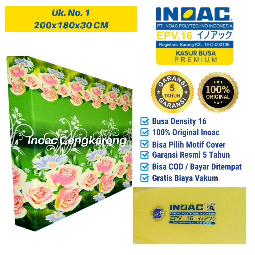 Kasur Busa Inoac D16 Ukuran 200x180x30 cm No 1 King Original Garansi Resmi Anti Kempes 5 Tahun