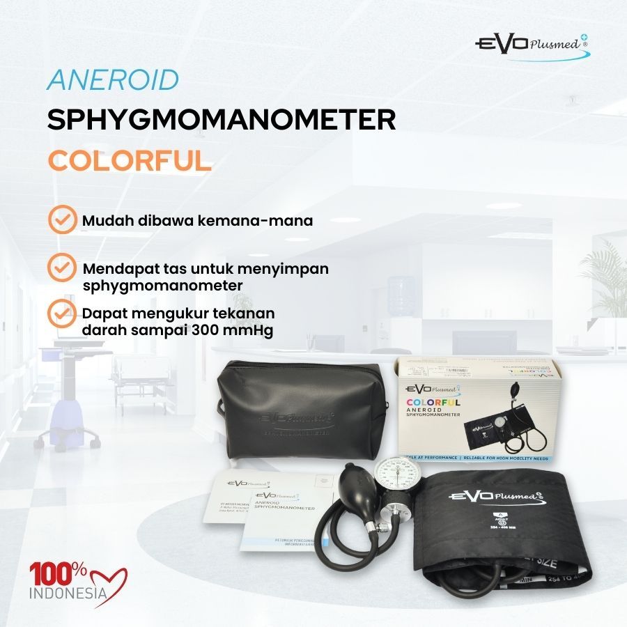 EVOPLUSMED ANEROID SPHYGMOMANOMETER COLORFUL/TENSI METER MANUAL DEWASA