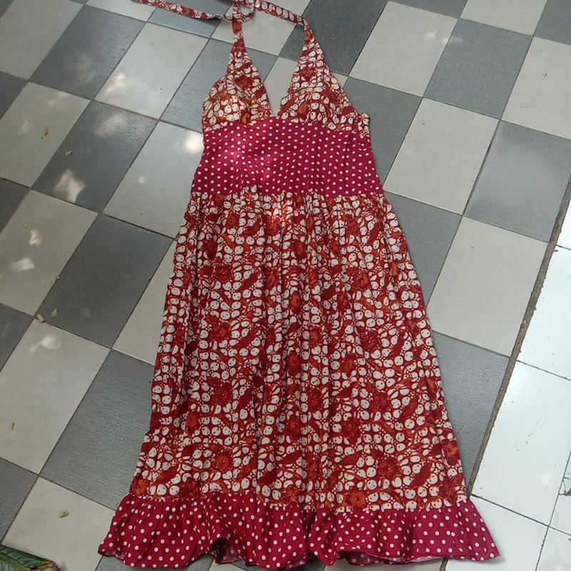 Gaun batik tulis kombinasi katun ex butik, baju dinas istri ,PL ,ex butik,good cond