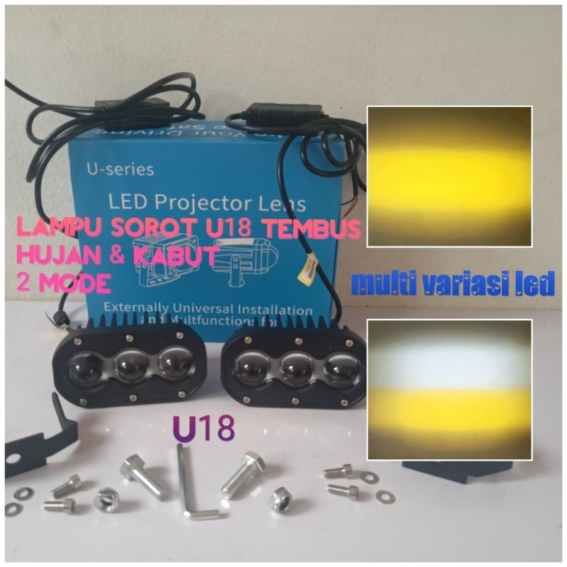 harga 2pcs (=1set) lampu LED sorot AEGIS U18 untuk motor dan mobil