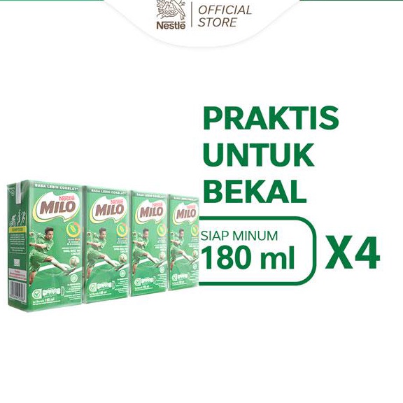 

N6BGE Nestle Milo ACTIV-GO Susu UHT Coklat 4 x 180 mL ➟Super Sale