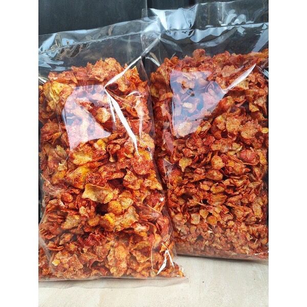 

Keripik Jagung gepeng pedas manis kemasan 250gr