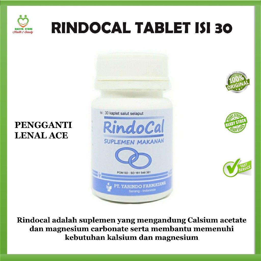 RINDOCAL TABLET ISI 30 Suplemen Kalsium - Magnesium - Vitamin - Multivitamin - Pengganti Lenal Ace