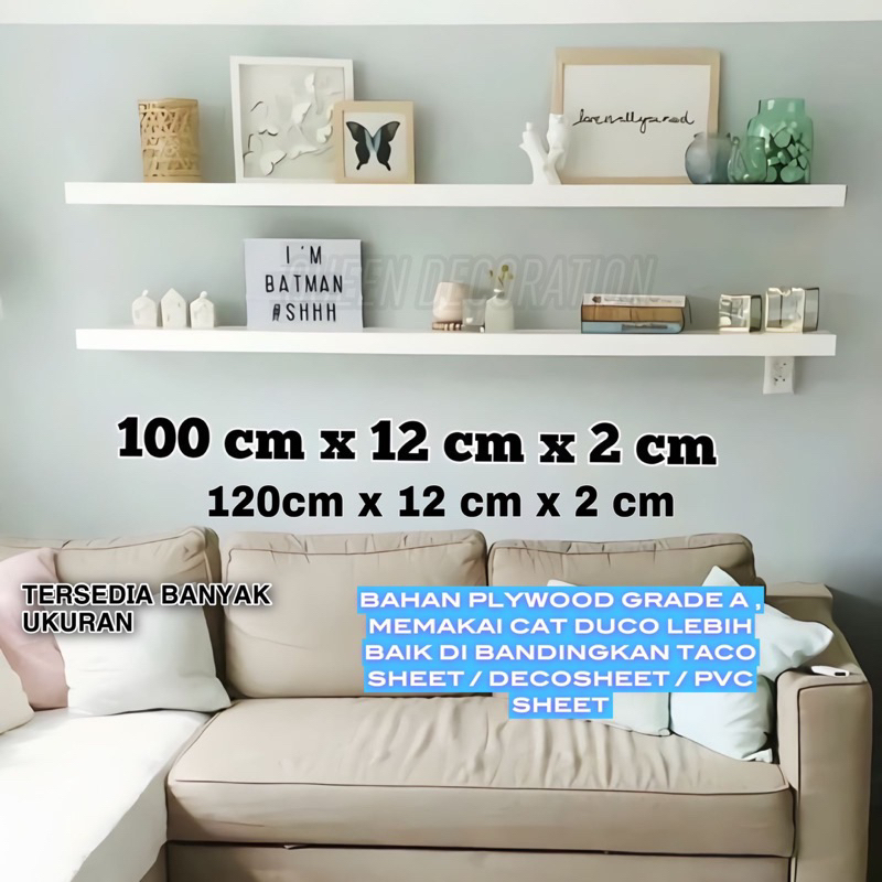 Rak Ambalan Dinding Minimalis Hiasan Papan Hambalan Kayu Laci Melayang Dinding Ukuran 60cm 80cm 100c