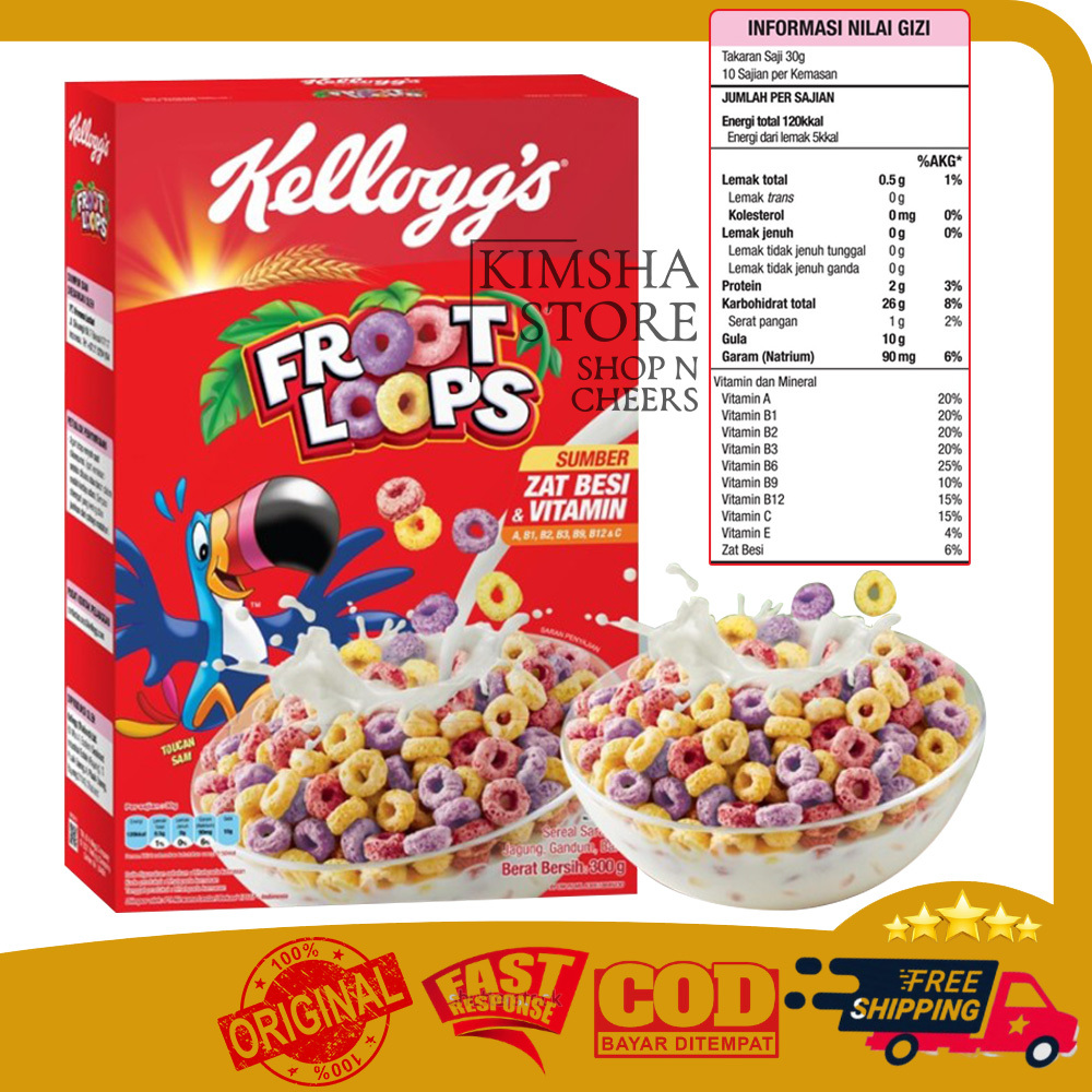 

Kelloggs Froot Loops Sereal Ring Buah 150gr 300gr Cereal Makanan Ringan Sarapan Cemilan Anak Kellogg's Camilan Choco Snack 150 300 g