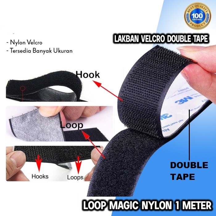 

1SET/1 METER Double TAPE LAKBAN VELCRO Perekat MULTI FUNGSI 1M Uk 20 mm 30 mm 50mm KAIN TIP Sticker Stiker HOOK And LOOP Bahan NYLON GLUE LEM Lak ban MULTIFUNGSI Magic taffpack DOMPET TAS SEPATU/ Taff Pack Serba guna/Serbaguna Sided side VELCO M MM 50