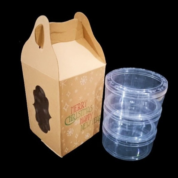 

5 Pcs Box Tenteng Natal Hadiah Hempers Christmas Packaging Toples Cookies Ukuran 14 x 14 x 20 cm