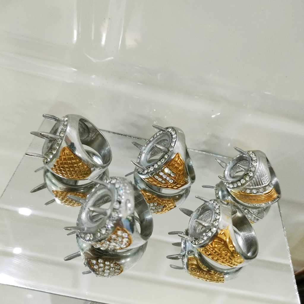 Dika Acc. Ring Cincin Batu Akik / Emban Ring / Cangkang Cincin Batu Akik Titanium Model Gigi 4 Bahan