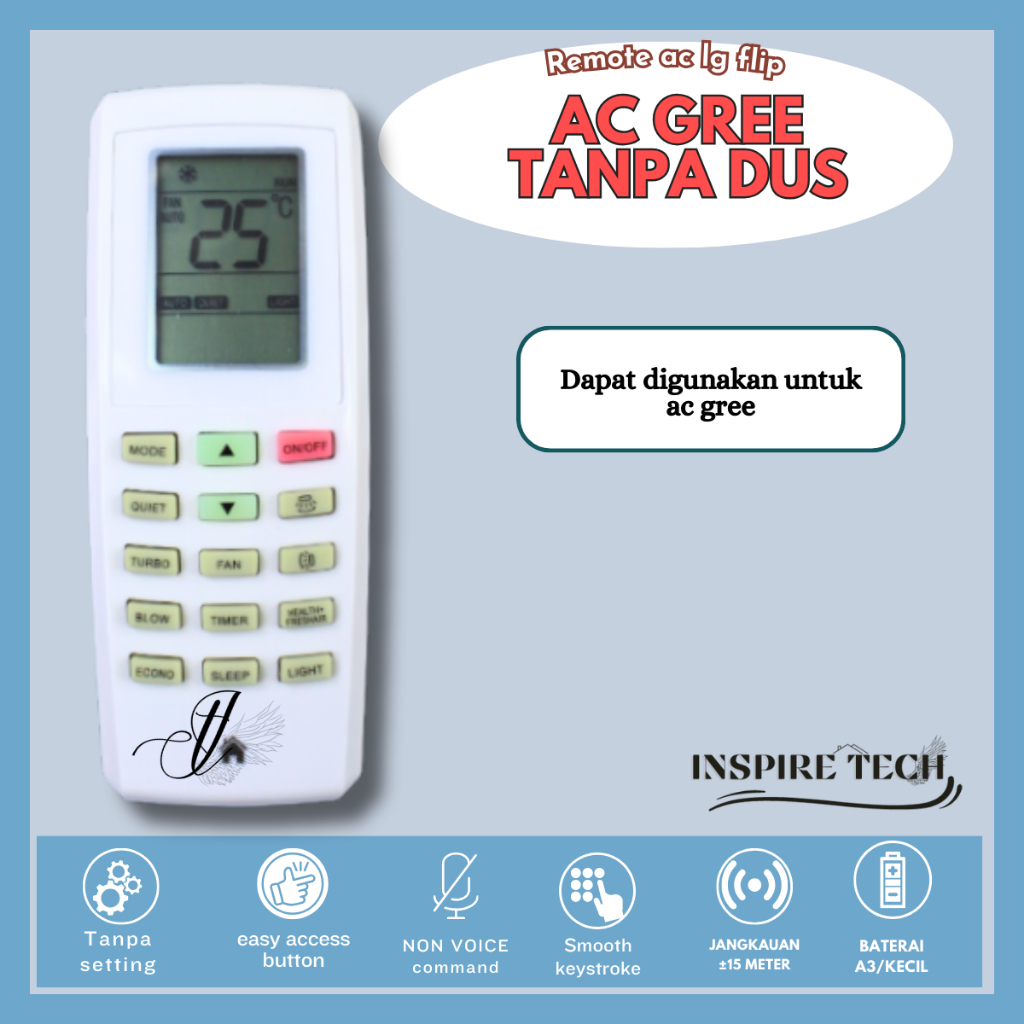 Remot Remote Ac Gree pink (Gree,Sharp,Sanyo,Aqua) Multi Universal Tanpa Setting