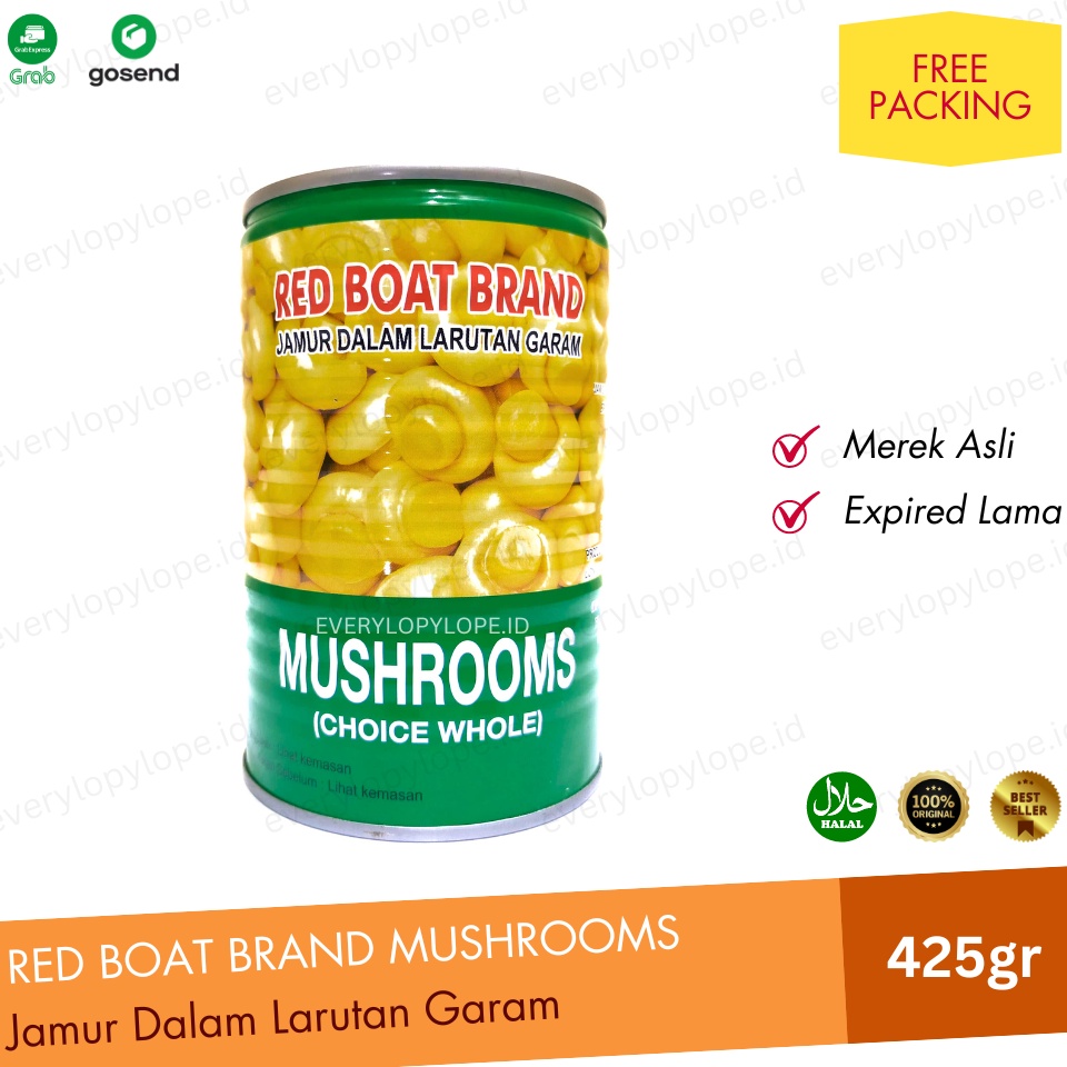 

[♢J45/] Jamur Kancing Kaleng Red Boat Brand 425gr Moku Mushrooms Champignons Serba Murah