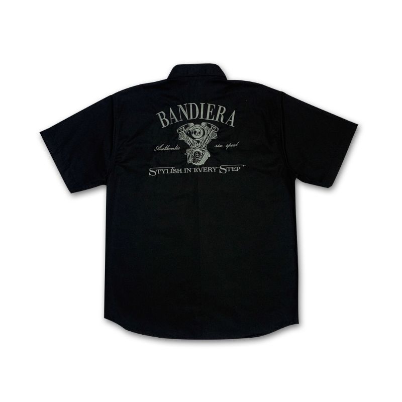 BANDIERA workshirt | workshirt hitam | workshirt bordir | kemeja mekanik