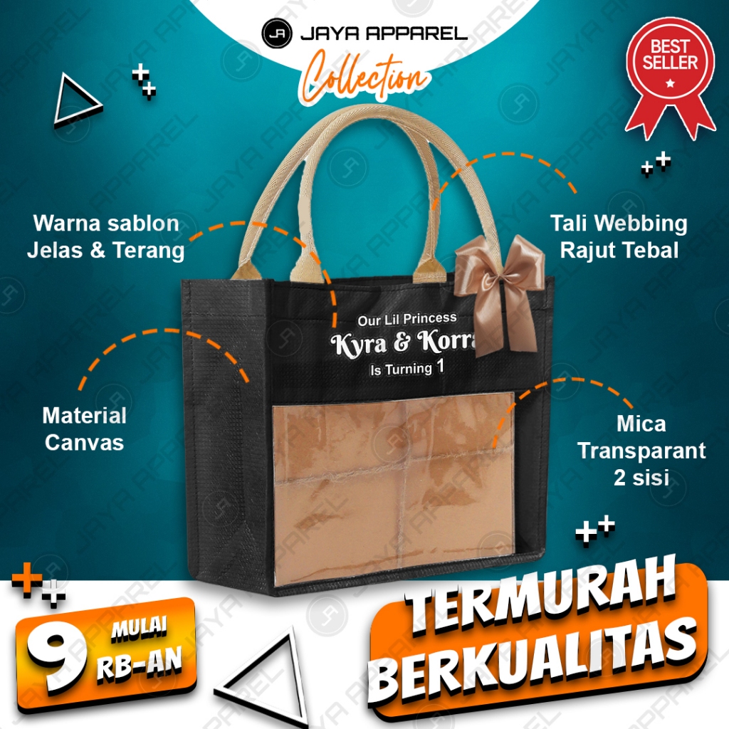 

Tas Hampers-Tas Sovenir-Tas Jinjing-Totebag Sovenir-Mika Transparant-Kanvas-Tas HITAM