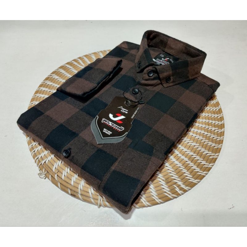 kemeja kotak-kotak baju flanel pria baju salur