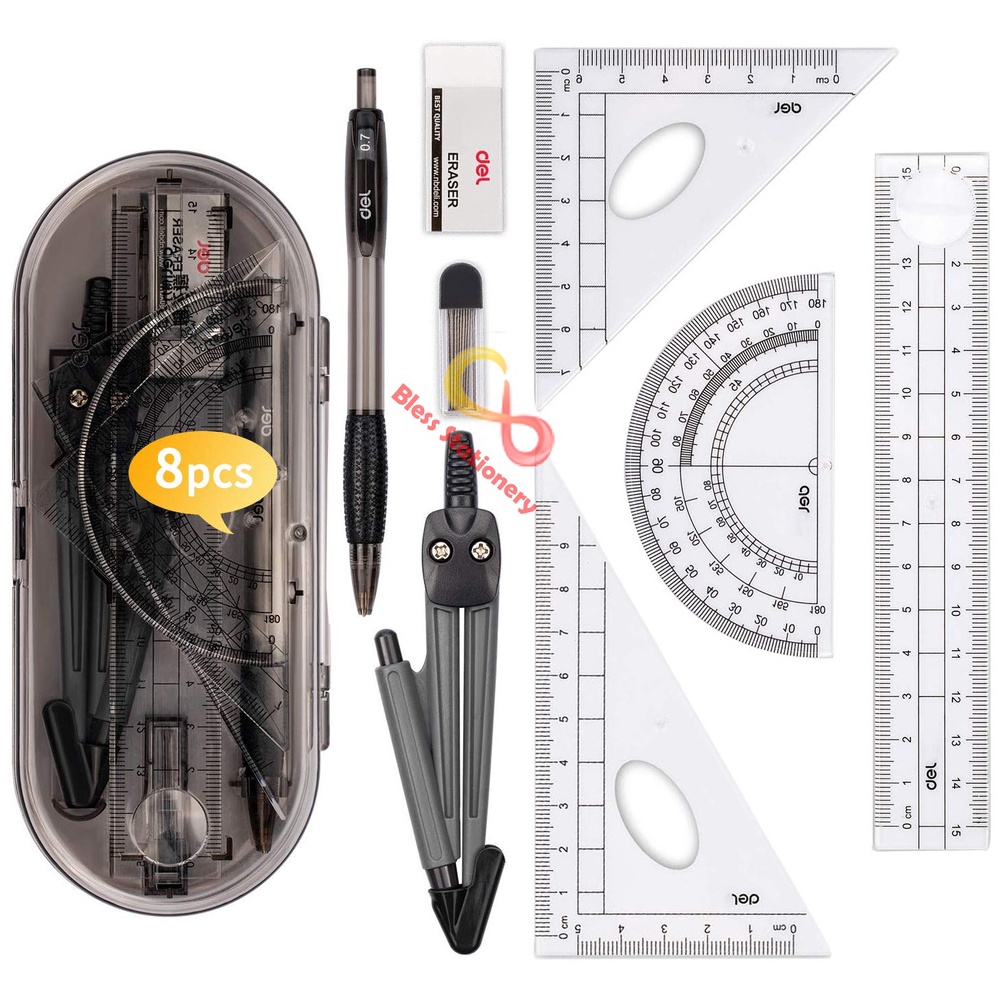 

[PRODUK E9QDV84] Jangka penggaris busur sekolah DELI Compass Drafting Set Square Ruler ➯Laris