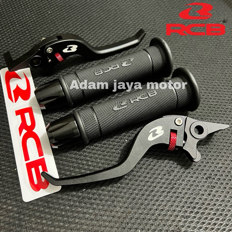 Paket 3in1 Handle Rem RCB E Plus Original + Hand Grip RCB HG55 + Jalu Stang CNC / Nmax Vario 160 CBS