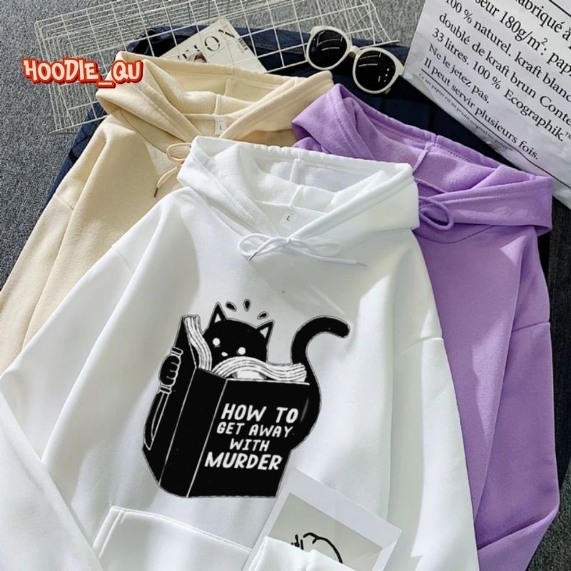 READING MEOW_Sweater Hoodie Anak Remaja Wanita Pria | Jaket Jumper Untuk Anak Remaja 5 - 16 Tahun