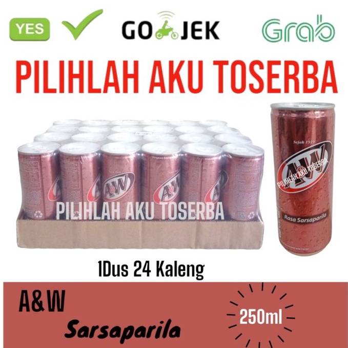 

≛ A&W Sarsaparila Root Beer KALENG CAN 250 ml - ( HARGA 1 DUS ) Diskon