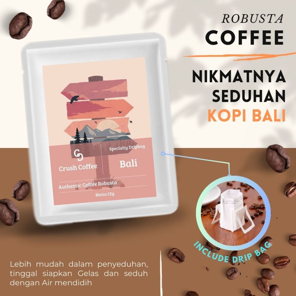 

Kopi Sachet Bali Bubuk Robusta Instan Original Dripbag Tubruk Coffee Premium