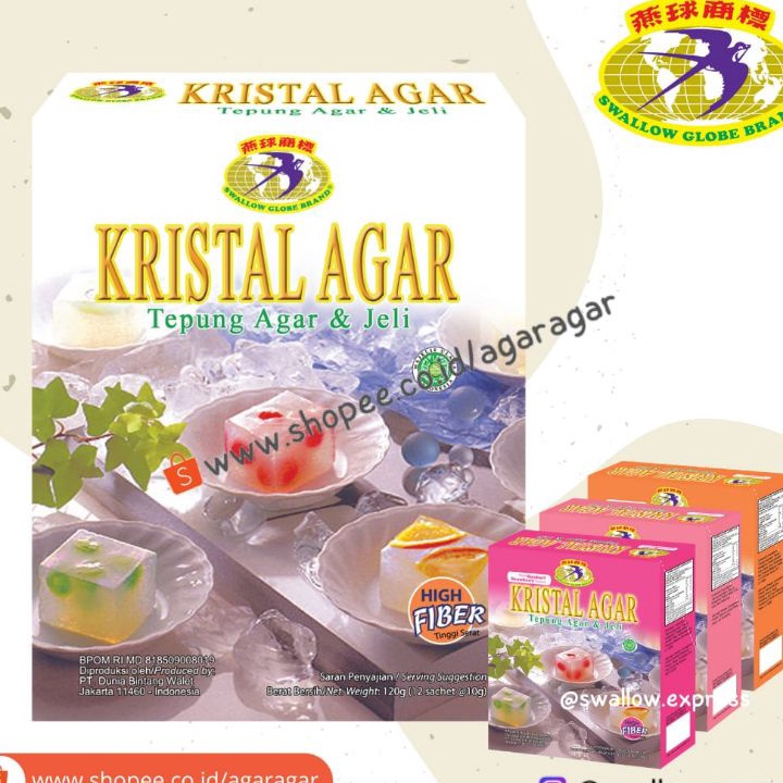 

TIPE WCU946 KRISTAL AGAR JELLY - SWALLOW GLOBE Sekotak Isi 12 Sachet