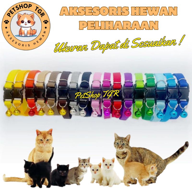PetShop TGR Kalung Kucing Anjing Musang Kelinci Hamster Polos Lonceng Ukuran Dapat Disesuaikan