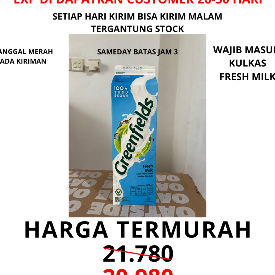 

TIPE CUW261 Greenfields Fresh Milk 1 lt liter seliter | susu segar greenfield 1000 ml green fields