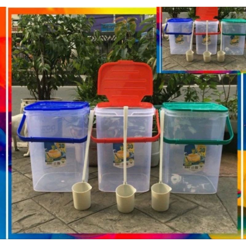 Tempat Air Free + Gayung Toples sirup 30L - Akuarium Es - Aquarium Es Buah Plastik 30 Liter
