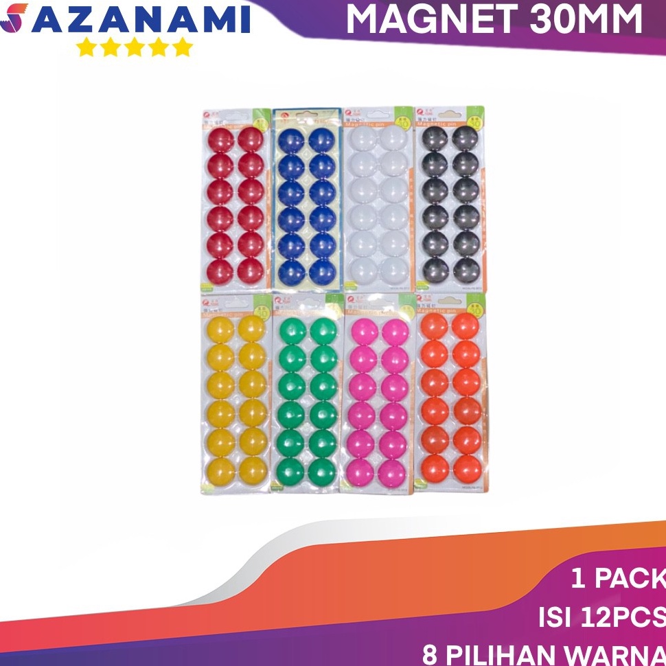 

✪ MAGNET BESAR 3CM PAPAN TULIS 30MM MAGNETIC PIN WHITEBOARD 1PACK 12PCS Grosir ̿̿'